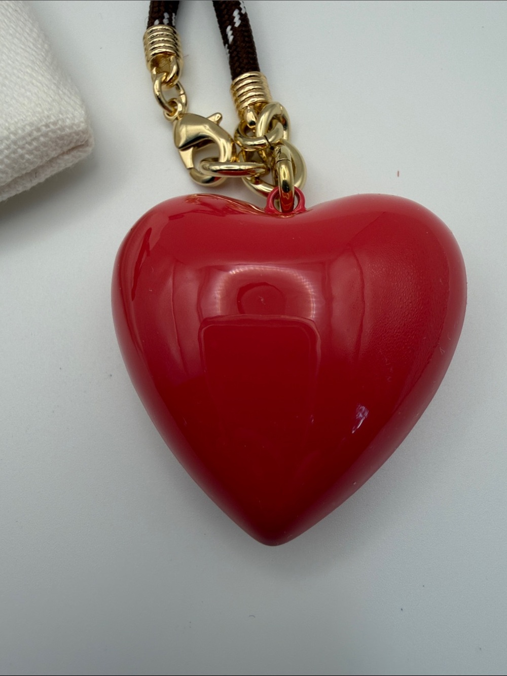 Roxanne Assoulin Rose Heart Pendant on Braided Brown Cord - Picture 5 of 5